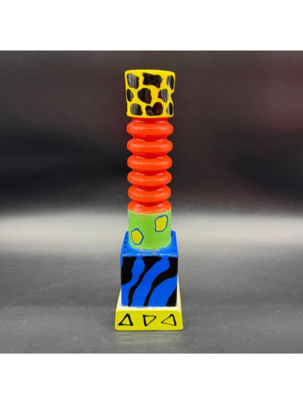 Whimsical Candle Holder Michelle Broussard Hand Painted Memphis Postmodern 1990s